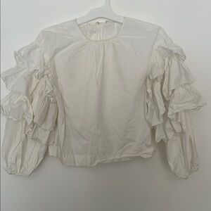Ulla Johnson White Ruffle Sleeve Blouse